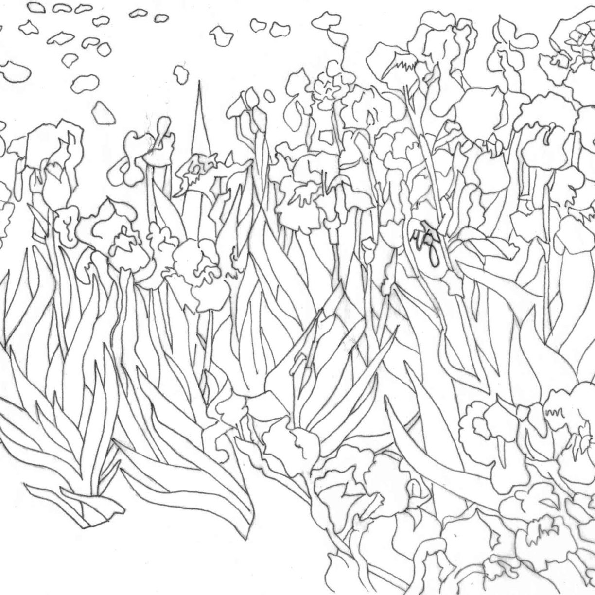 1224x1224 Coloring Pages Van Gogh Cypresses By Vincent Page Starry Night Pdf