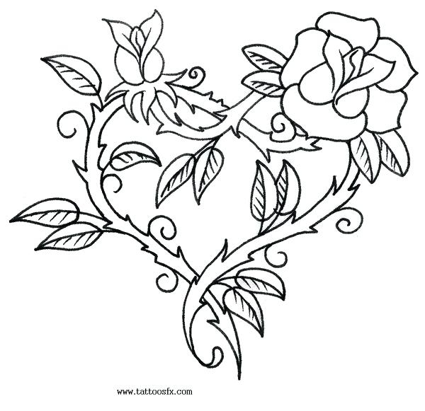 600x581 Printable Coloring Pages Hearts With Vines