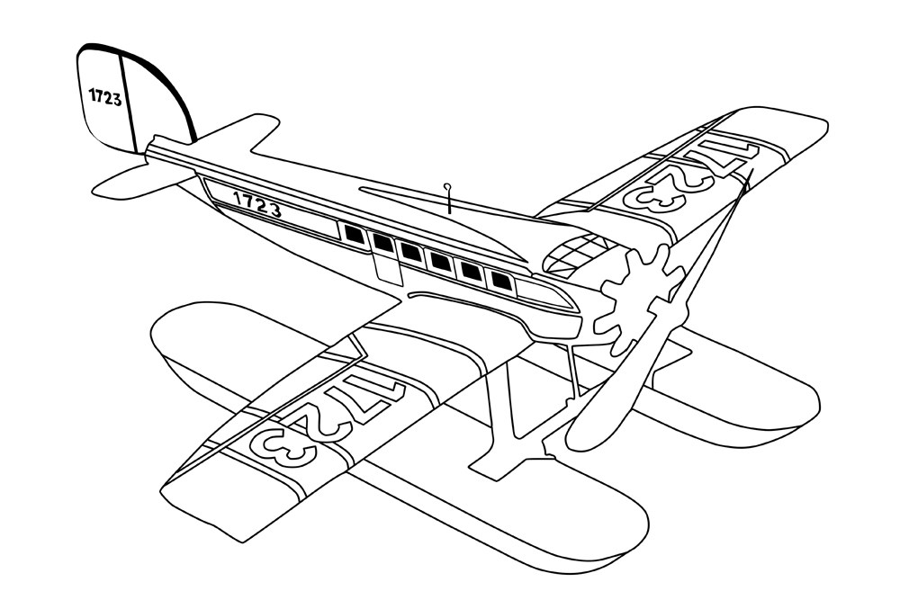 1000x667 Vintage Airplane Coloring Page
