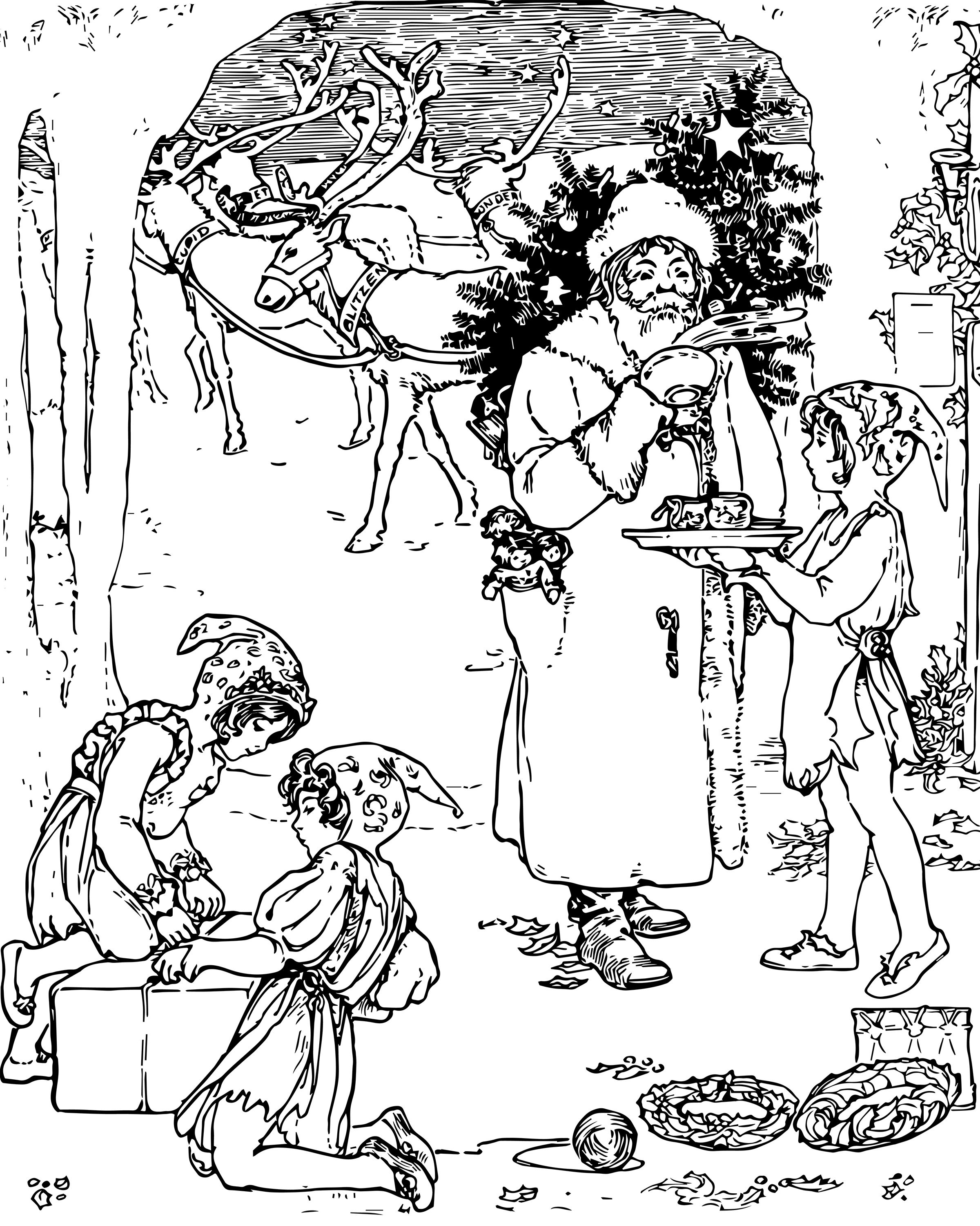 2400x3000 Free Vintage Christmas Coloring Page For Adults