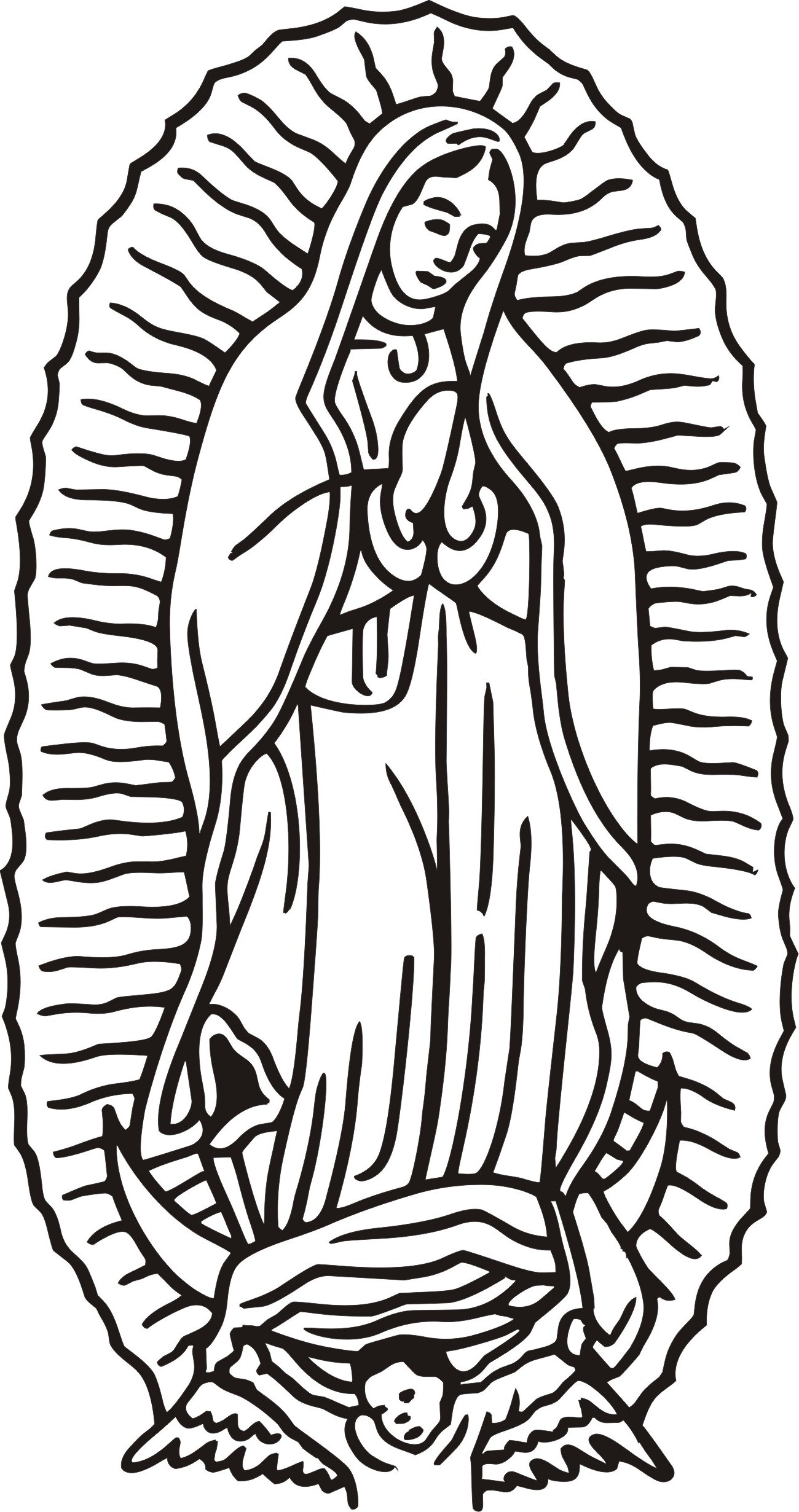 1300x2461 La Virgen De Guadalupe Coloring Pages Our Lady Of Free Coloring