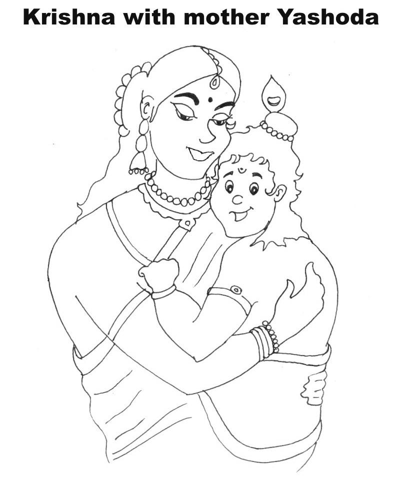 800x959 Shri Krishna Janmashtami Coloring Page 1 For Kids