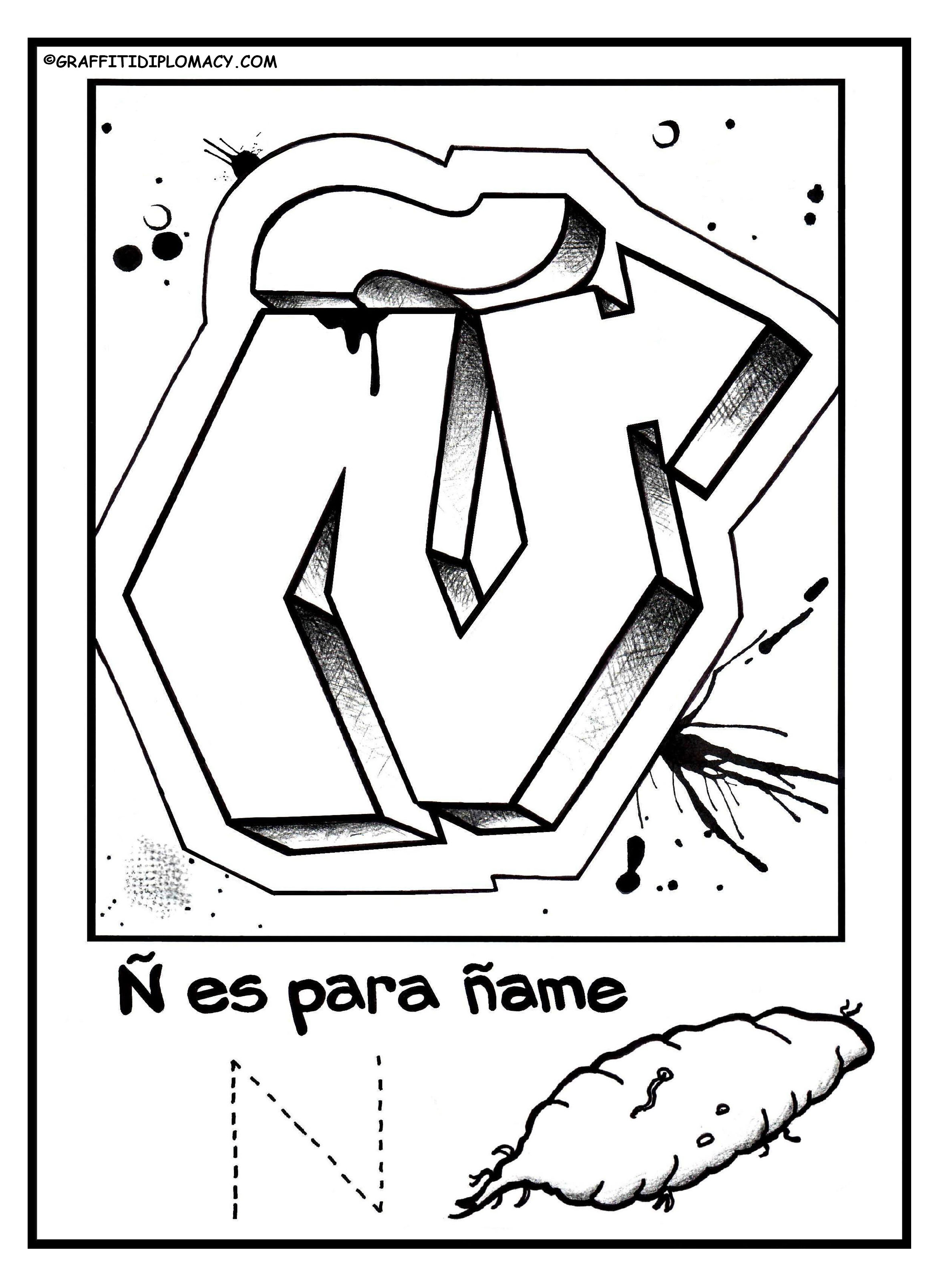 2347x3217 Fun To Color Graffiti Letters To Help Kids Learn The Spanish