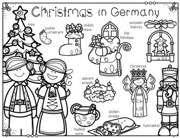 350x268 Christmas Around The World Vocabulary Coloring Pages By Violet Tabitha
