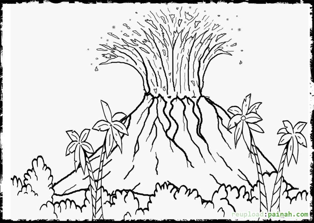 1024x728 Volcano Coloring Pages Free For Volcano Landscape Ideas Elem