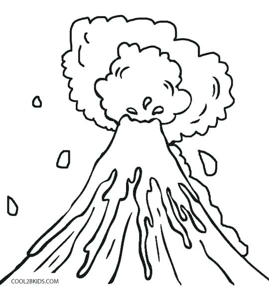 540x574 Volcano Coloring Pages Kids Printable For Eruption Murs