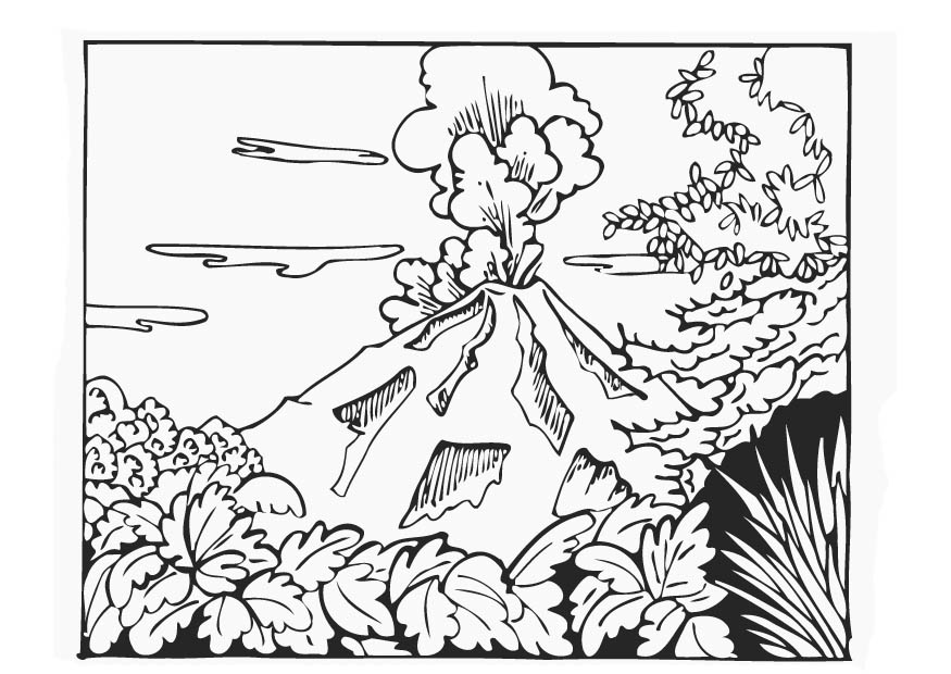 875x620 Volcano Coloring Pages