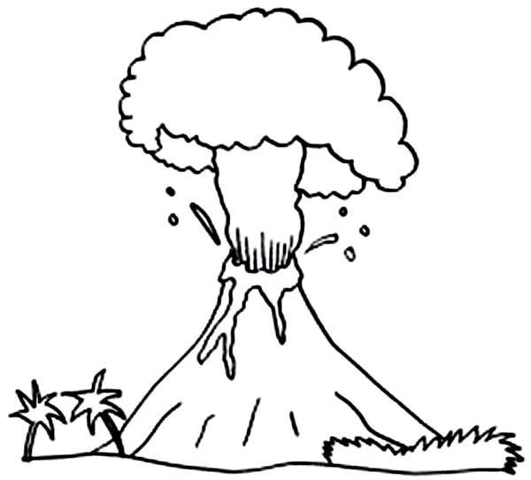 600x542 Dangerous Volcano Eruption Coloring Page