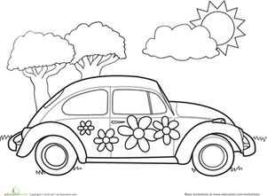 301x221 Vw Bug Coloring Page Worksheets, Vw And Vehicle