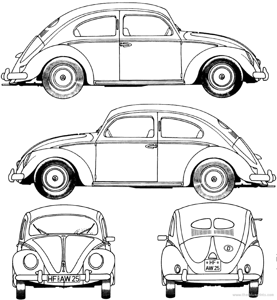 951x1031 Volkswagen Beetle 1952 Coloring Page To Print Free Coloring Sheets