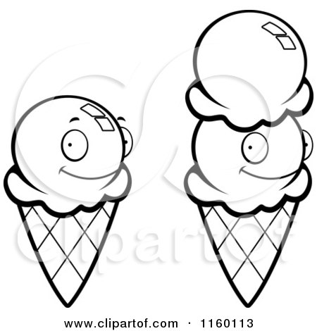 450x470 Cartoon Clipart Of Black And White Waffle Ice Cream Cones
