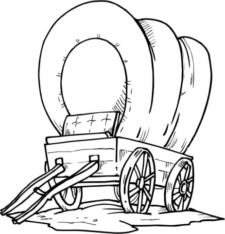 463x480 Pioneer Wagon Coloring Page