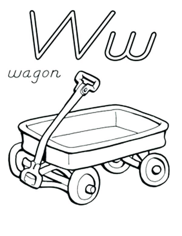 600x778 Wagon Coloring Pages Wagon Coloring Page Letter W For Wagon