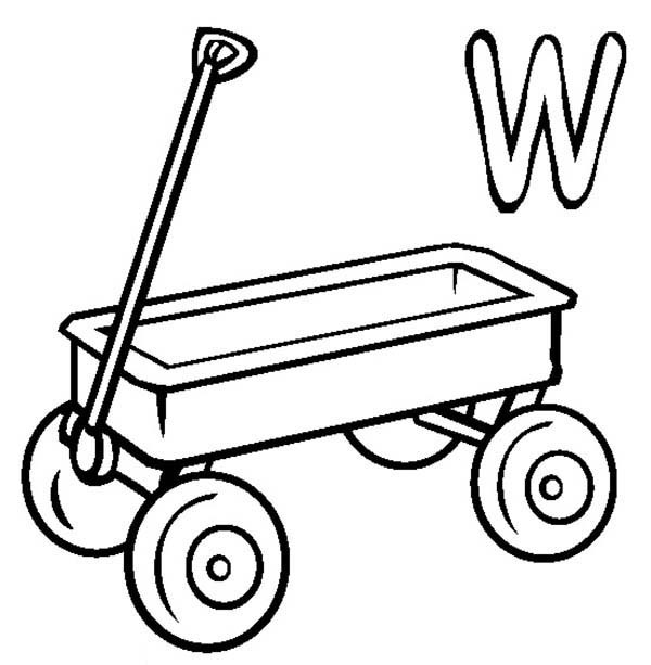 600x613 Wagon Coloring Pages Kids Learn Letter W For Wagon Coloring Page
