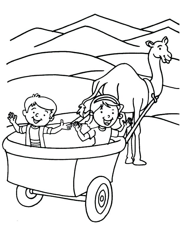 612x792 Covered Wagon Coloring Page Two Kids In Wagon Coloring Page