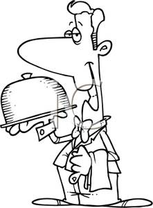 221x300 Page Showing A Waiter Holding A Tray Of Food Clipart Picture