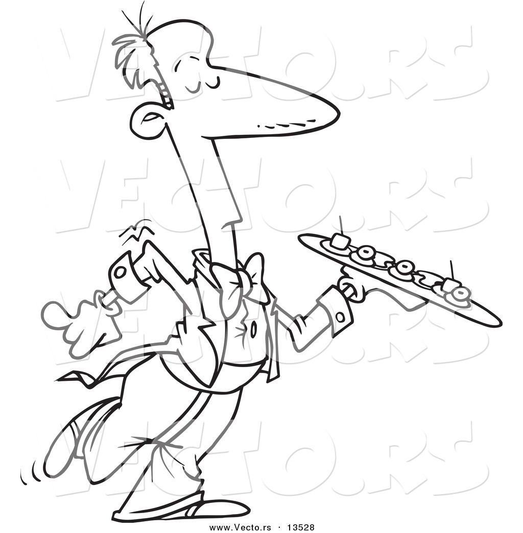 1024x1044 Vector Of A Cartoon Snobby Waiter Carrying A Tray