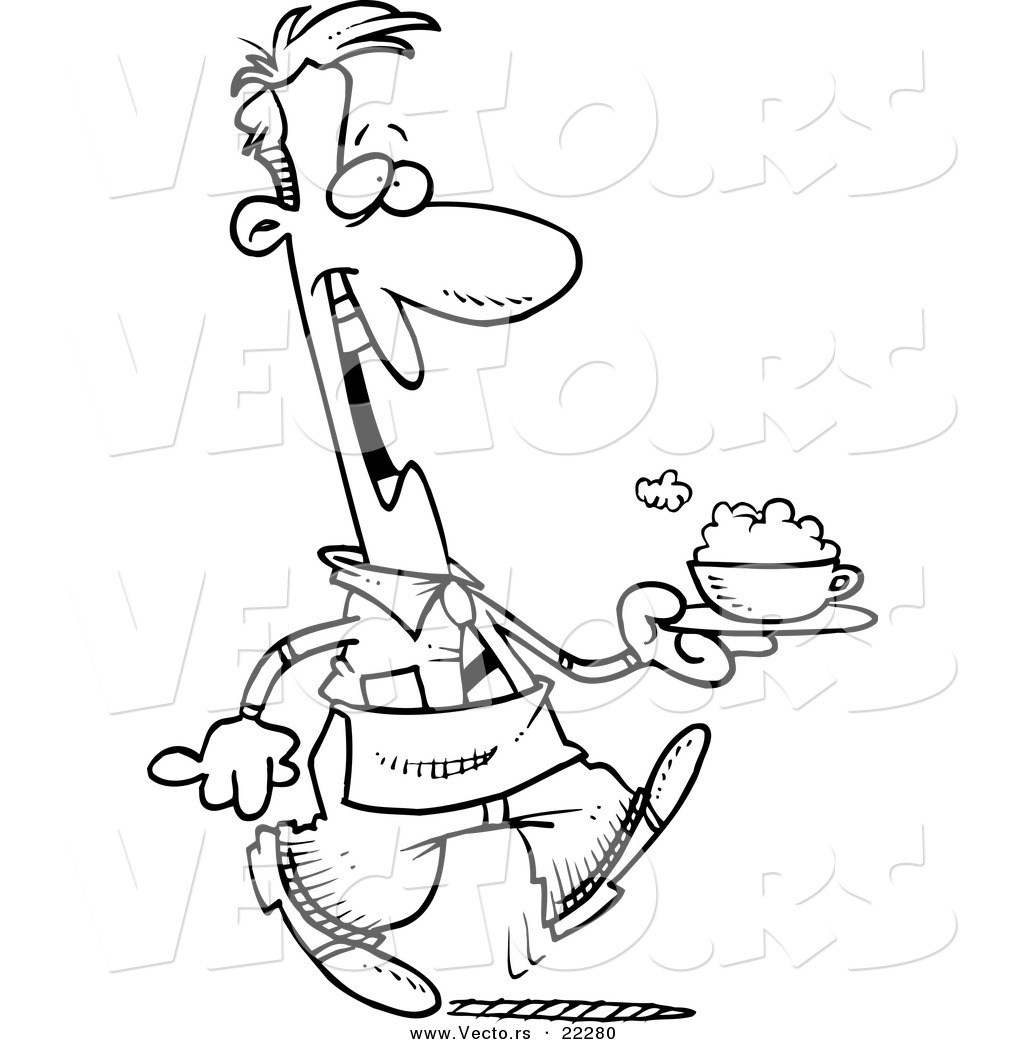 1024x1044 Vector Of A Cartoon Waiter Serving A Cappuccino