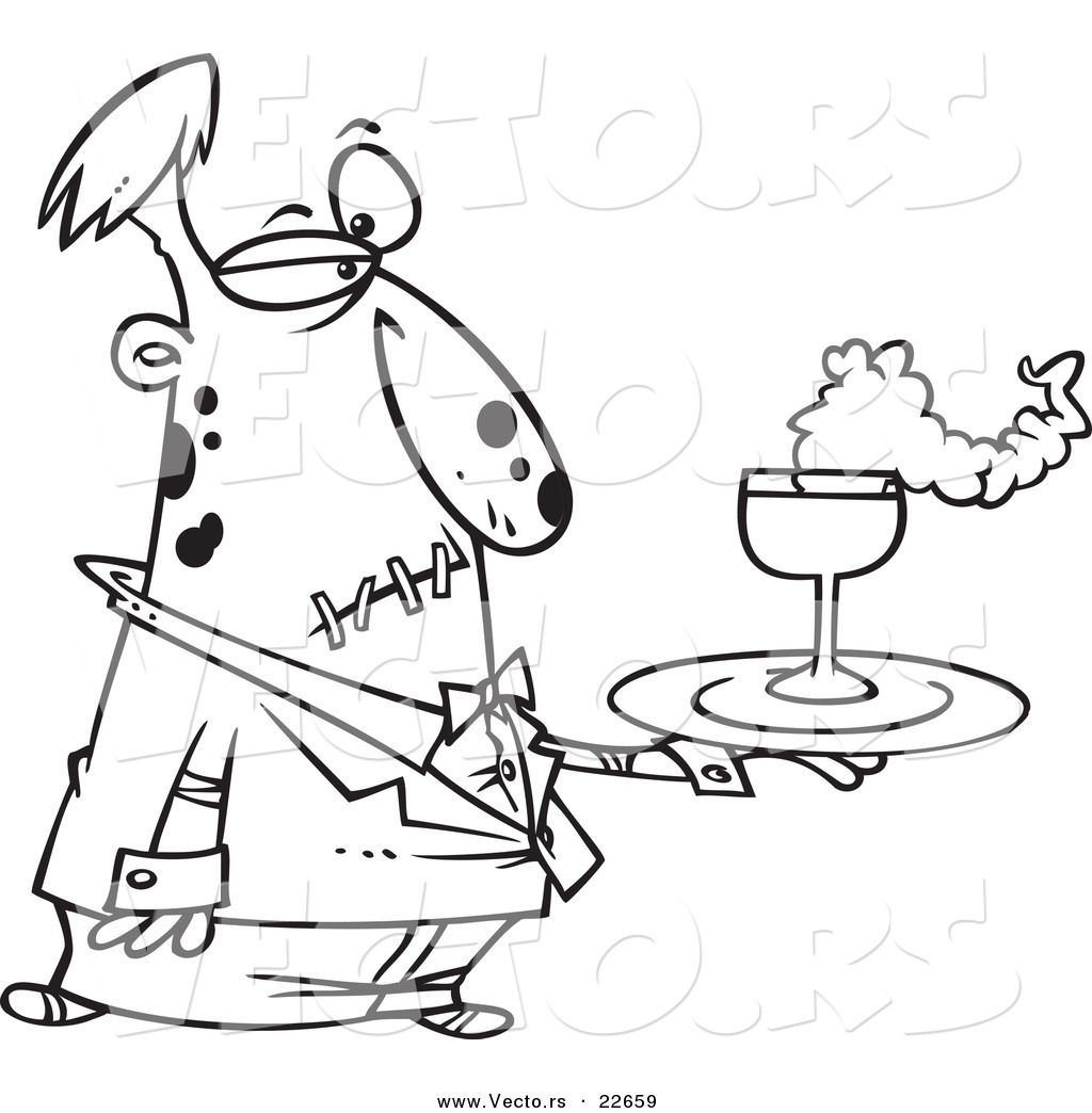 1024x1044 Vector Of A Cartoon Zombie Waiter