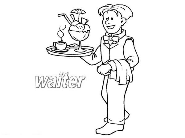 600x450 Waiter Waitress Coloring Coloring Pages, Coloring