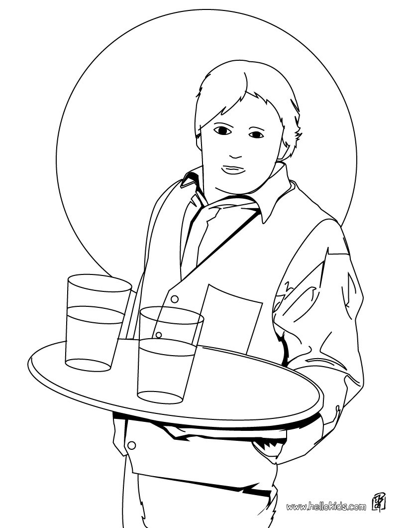 820x1060 Waiter Coloring Pages