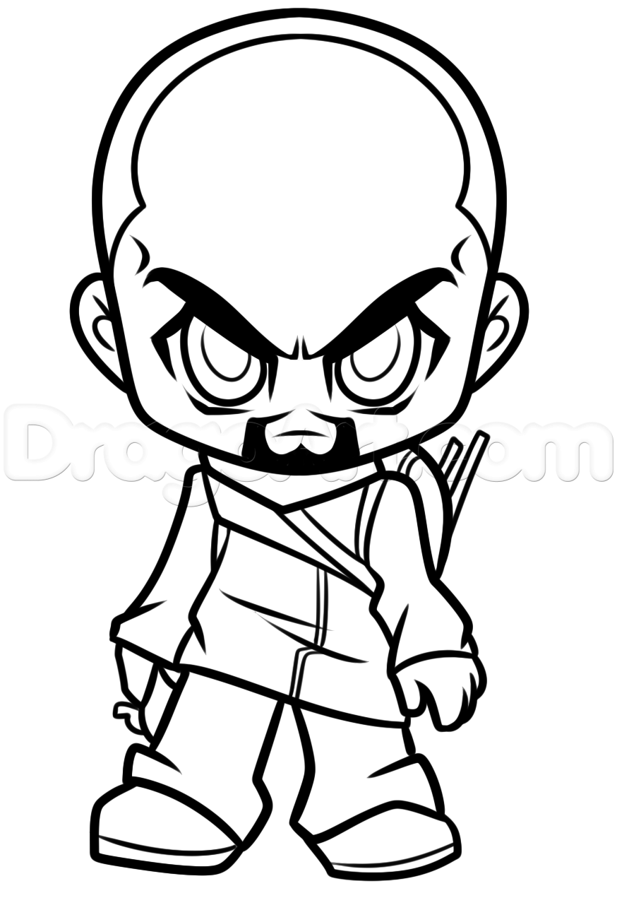 874x1288 How To Draw Chibi Morgan From The Walking Dead, Step By Step