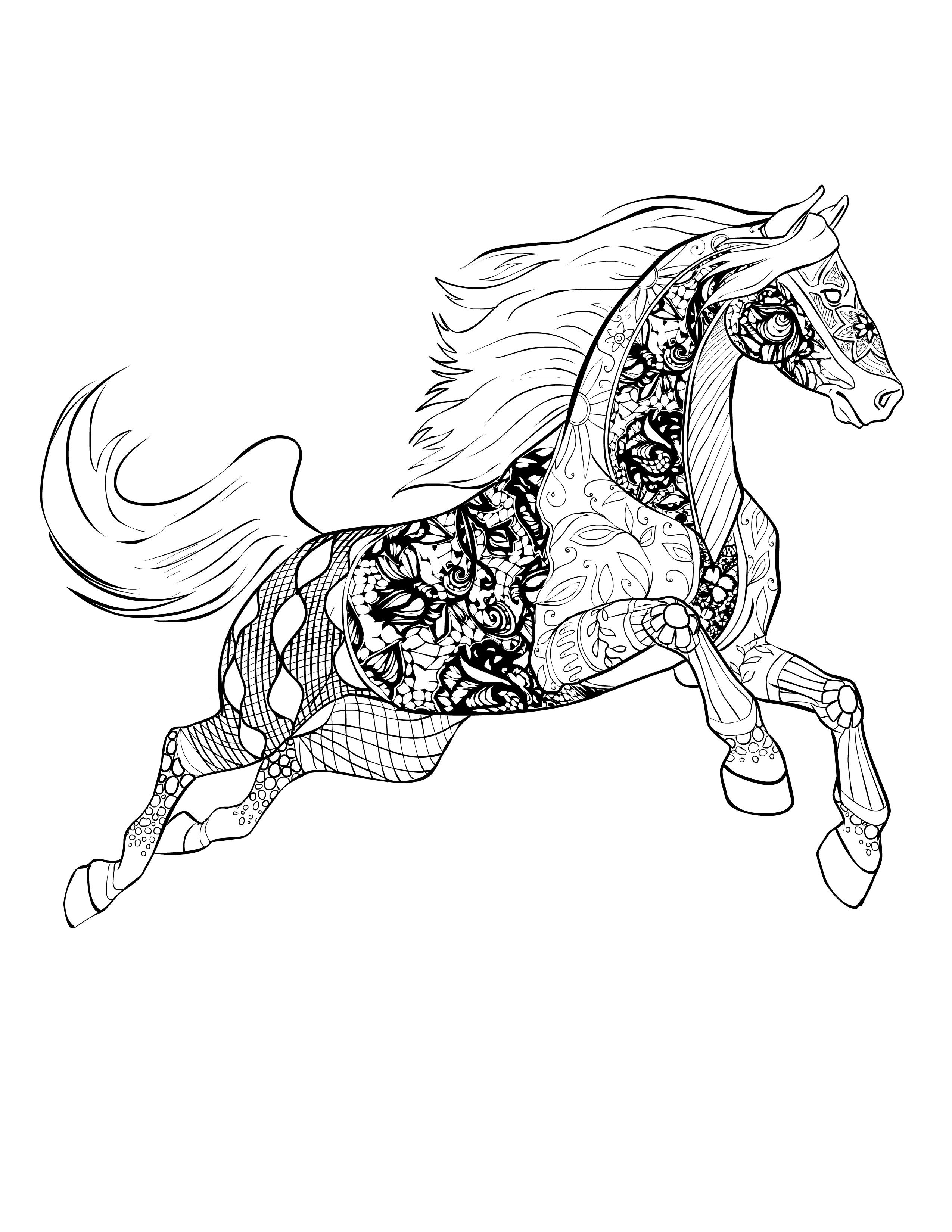 2550x3300 Horse Adult Coloring Page Gift Wall Art Mandala By Kawanish