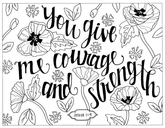 570x442 Courage And Strength Coloring Page, Joshua 19, Printable Coloring