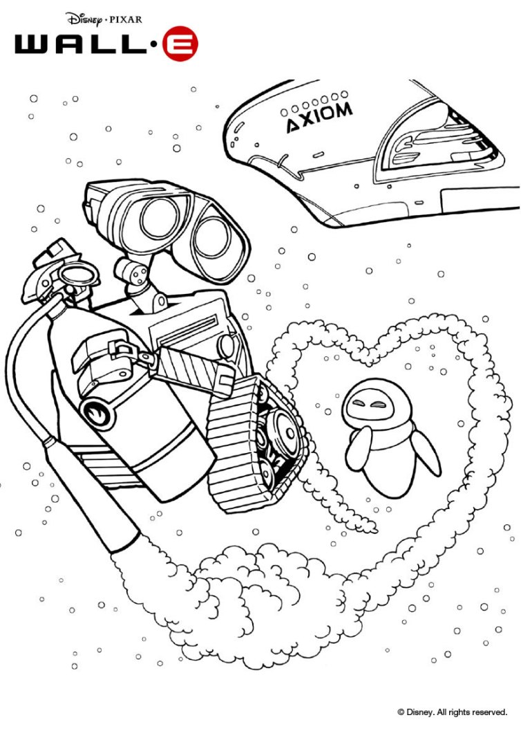 754x1057 Wall E And Eve In Space Coloring Pages