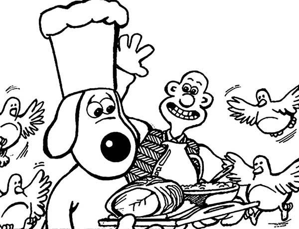 600x459 Wallace And Gromit Surrounded By Hungry Birds Coloring Pages