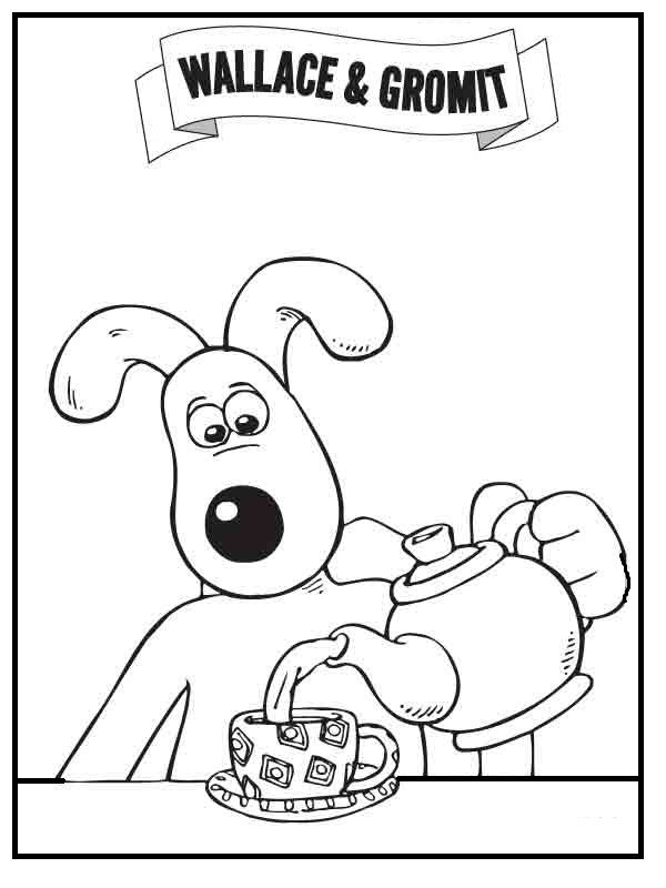 600x800 Gromit Drinking Coffee Coloring Picture For Kids Wallace