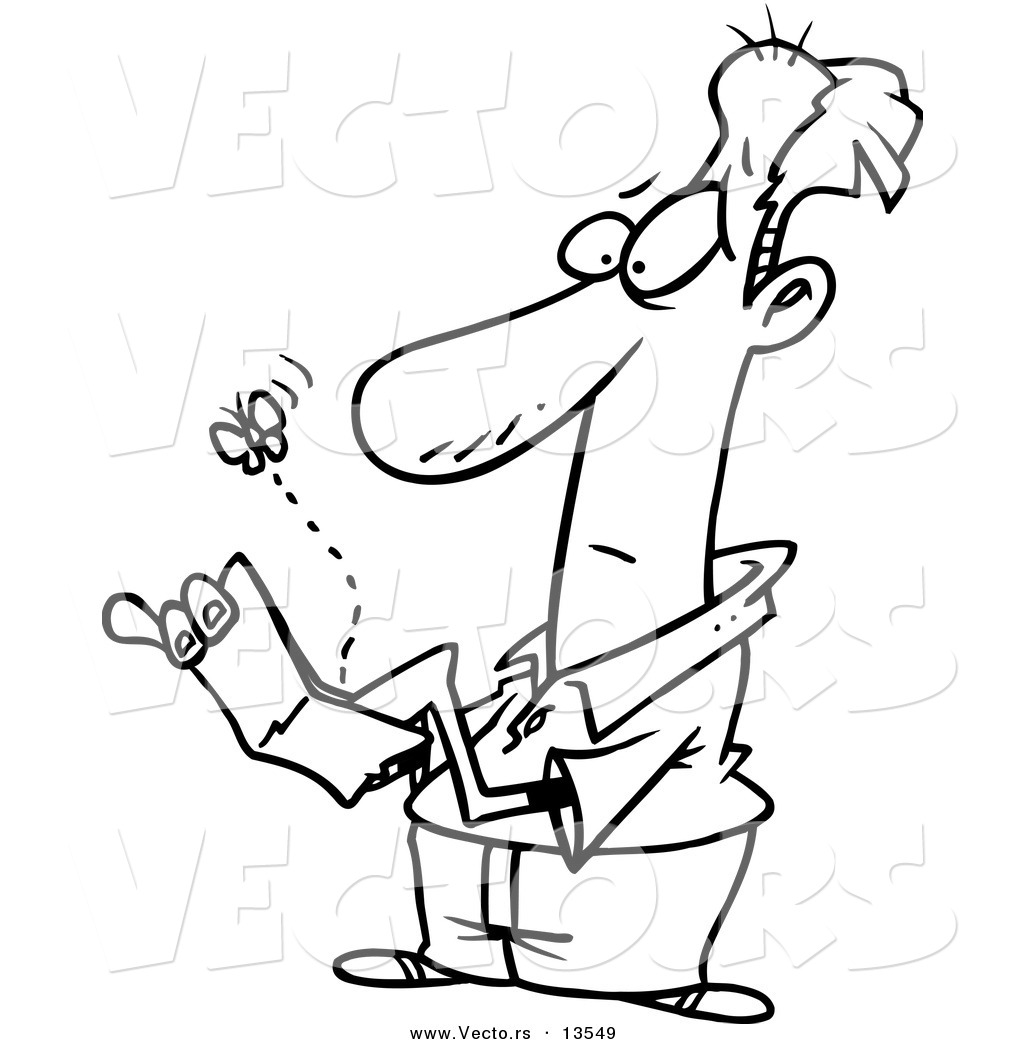 1024x1044 Vector Of A Cartoon Fly Emerging From A Broke Man's Wallet