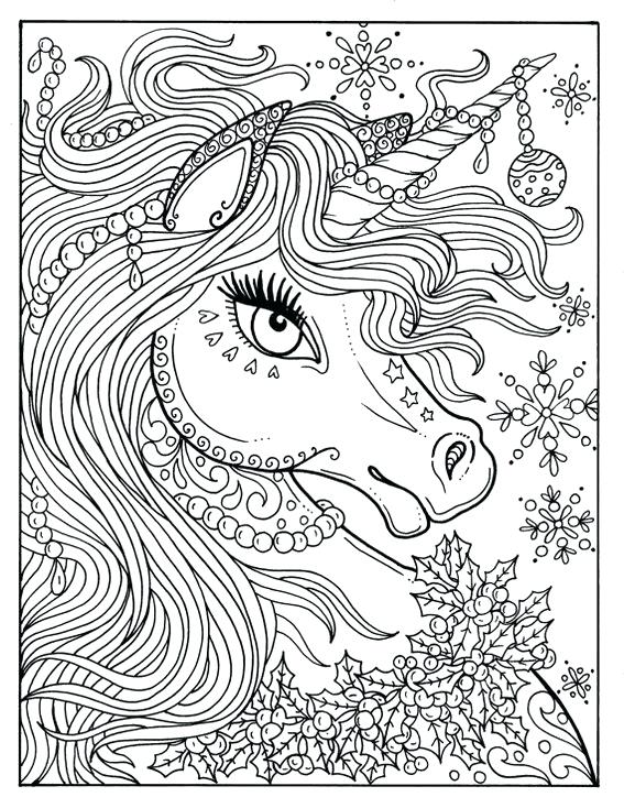 567x734 Intricate Unicorn Head Coloring Page Coloring Pages Print