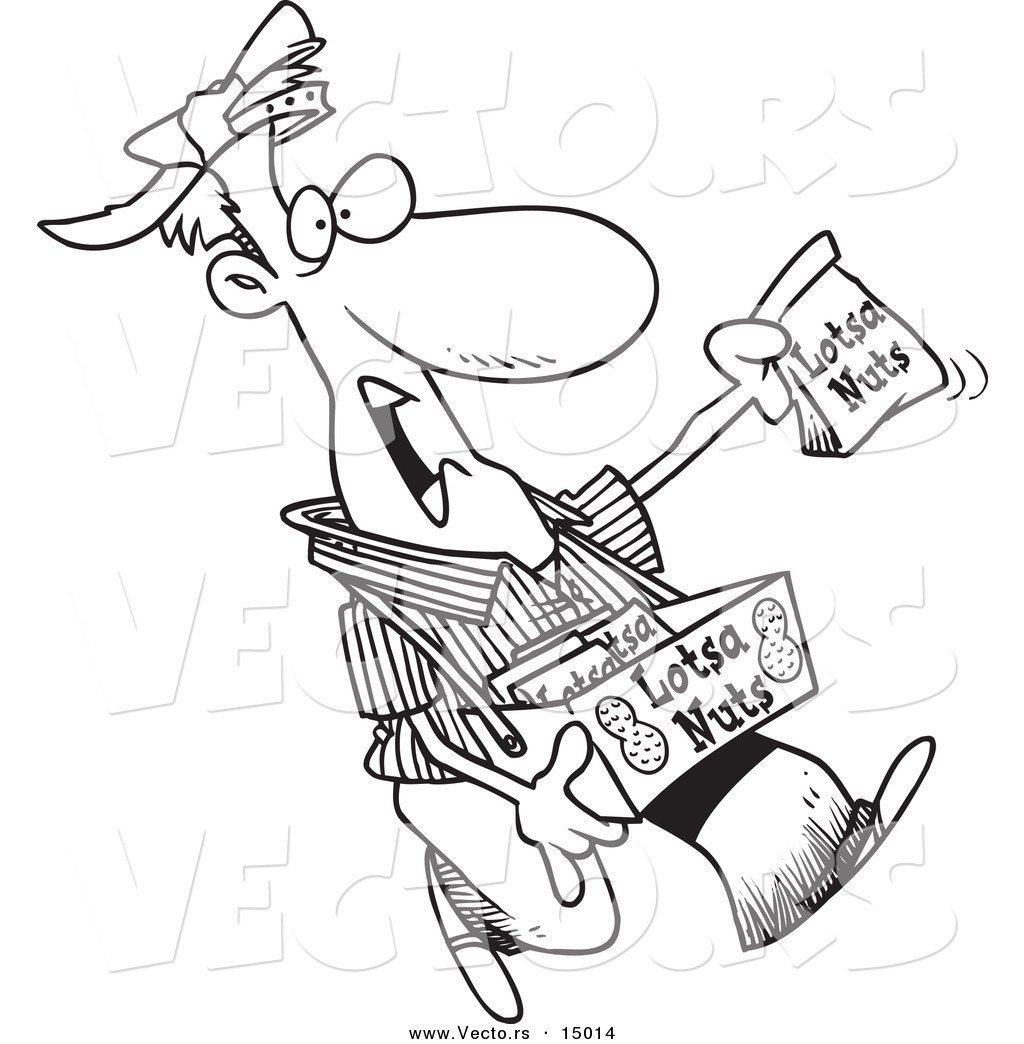1024x1044 Vector Of A Cartoon Nut Vendor Holding Up A Bag