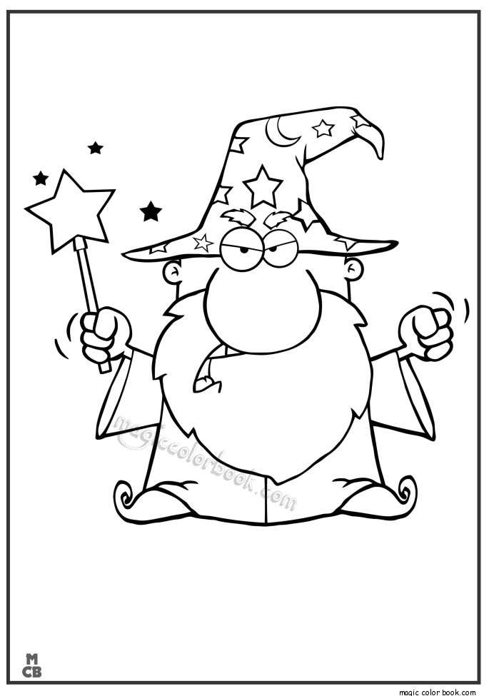 685x975 Angry Wizard Waving With Magic Wand Coloring Pages