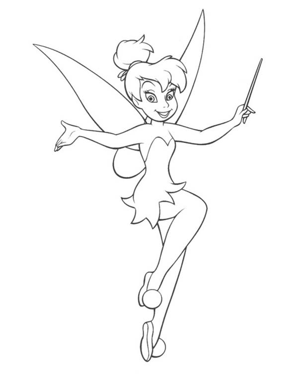 600x755 Tinkerbell And Magic Wand Coloring Page