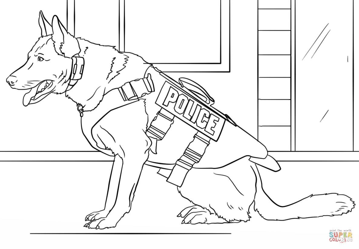 1186x824 Wanted Dog Colouring In K 9 Police Coloring Page Free Printable