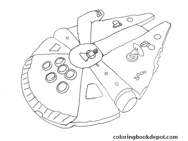 600x450 Simple Millenium Falcon Star Wars Ship Coloring Pages