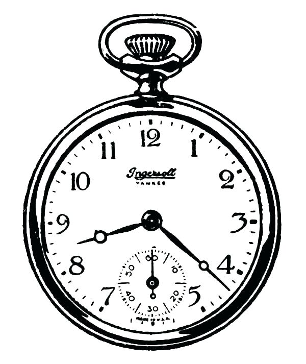 600x713 Clock Coloring Page Watch Coloring Page Pocket Analog Clock Watch