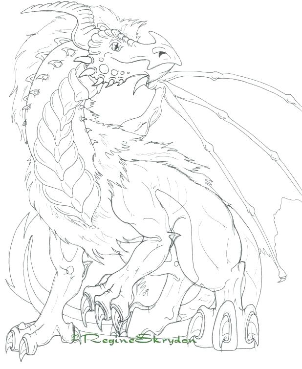 618x755 Dragon Coloring Pages Realistic Fire Breathing Dragon Coloring