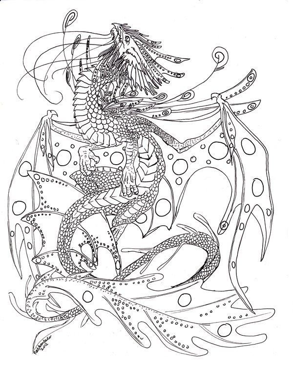 600x757 Adult Coloring Pages Water Dragon Download