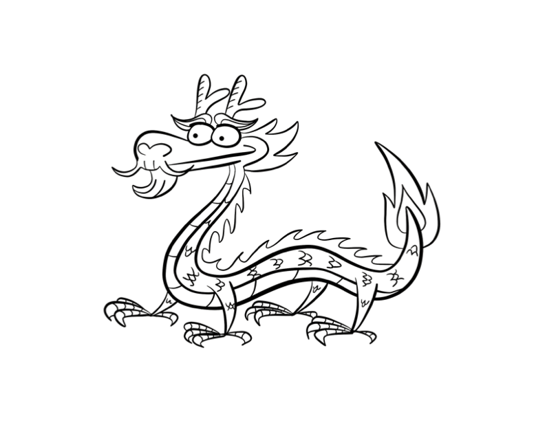 792x612 Chinese Water Dragon Coloring Page