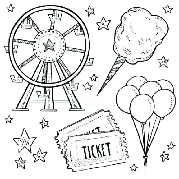 618x618 Amusement Park Coloring Pages Bumper Cars At Carnival Coloring