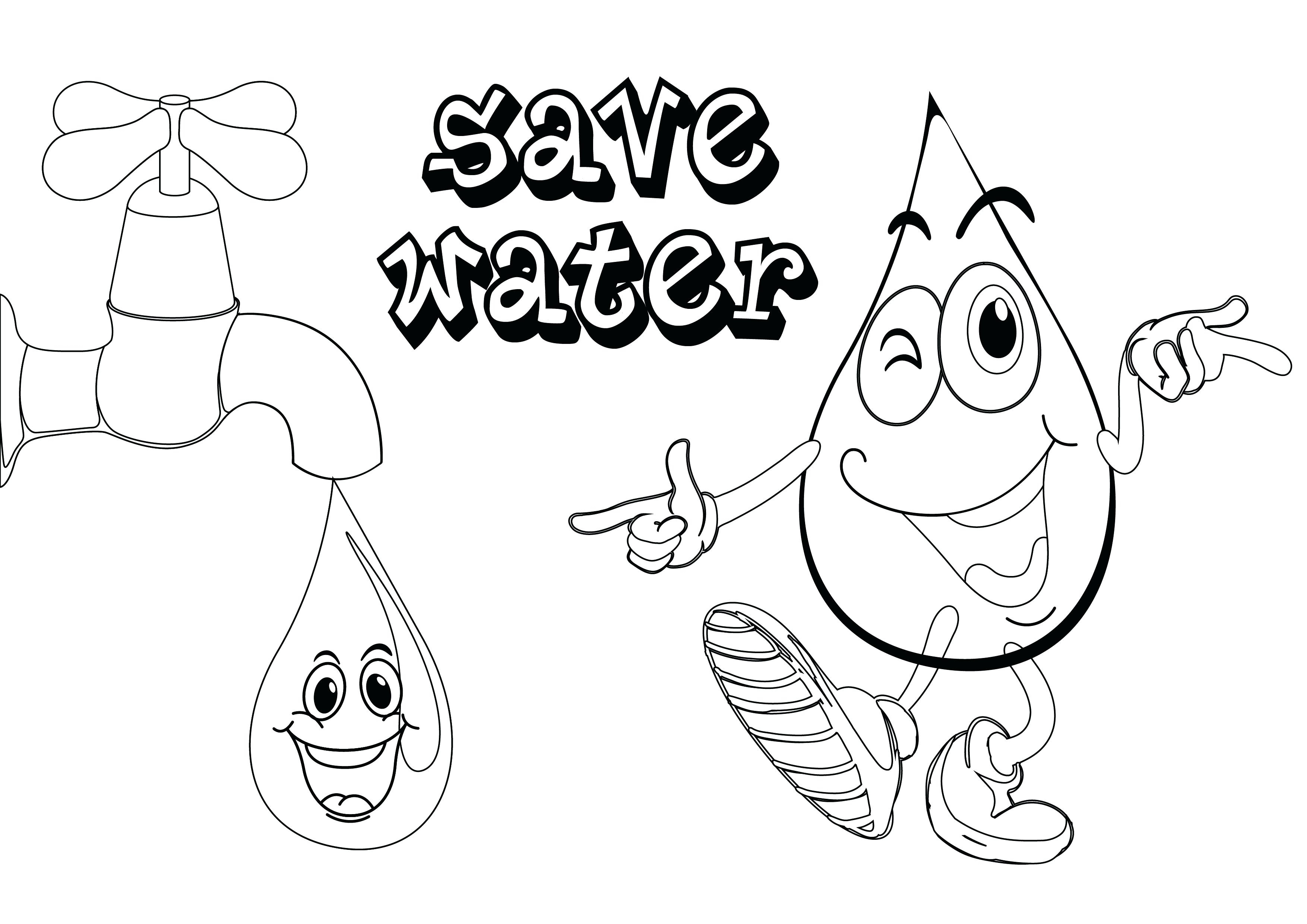 3508x2480 Save Water Coloring Pages