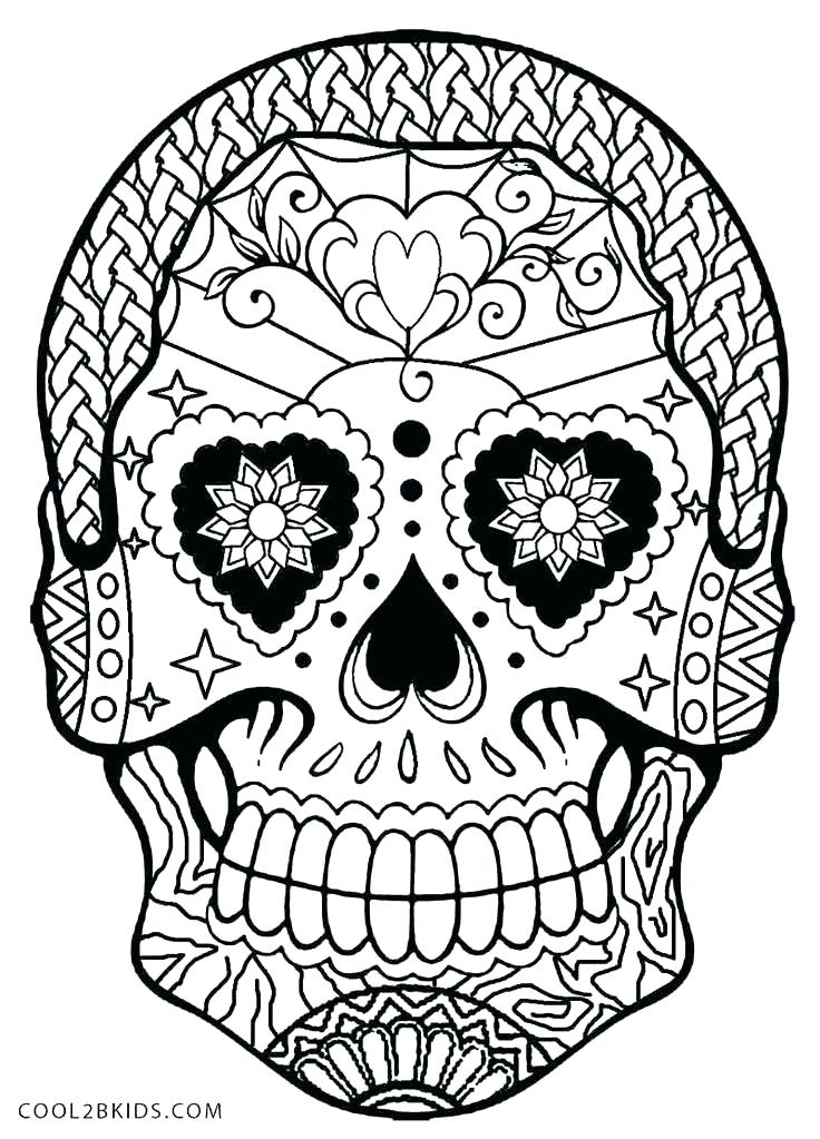 736x1023 Color Skulls Coloring Pages Sugar Skulls Skull Colouring Page