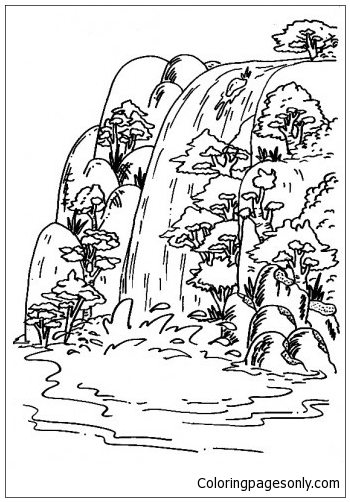 Waterfall Coloring Pages For Adults