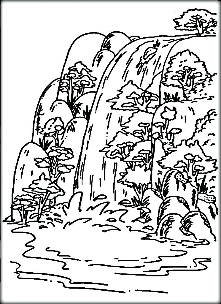 745x1024 Waterfall Coloring Page Free Printable Waterfall Coloring Pages