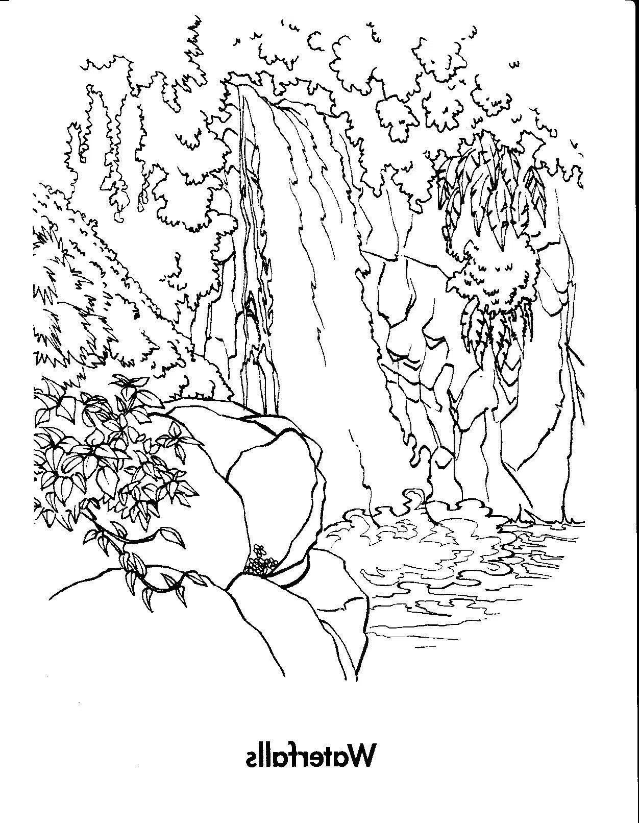 1252x1612 Amazing Free Printable Waterfall Coloring Page