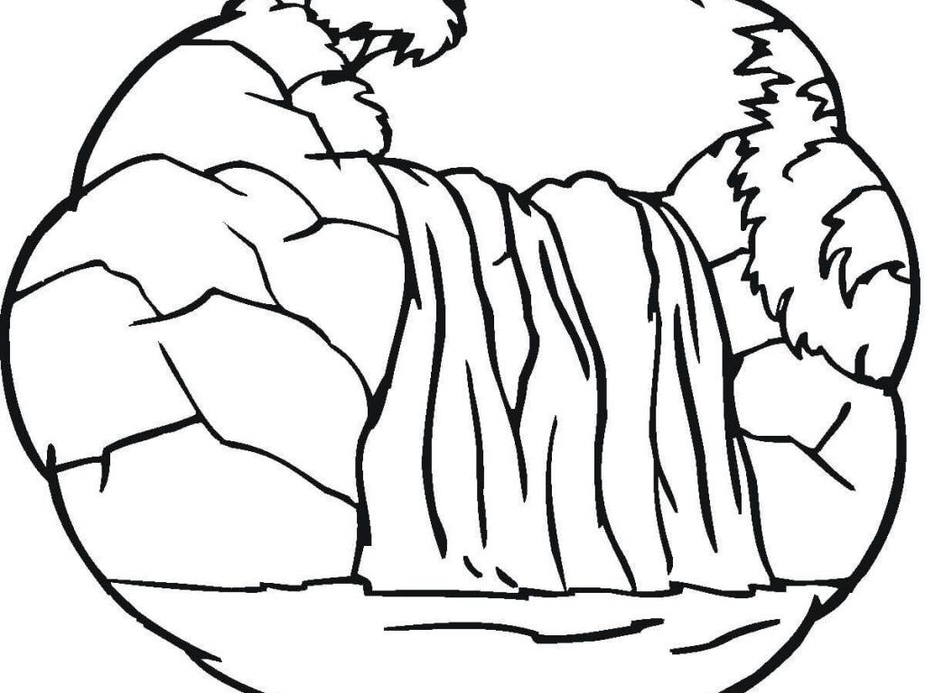 1024x768 Coloring Page Waterfall