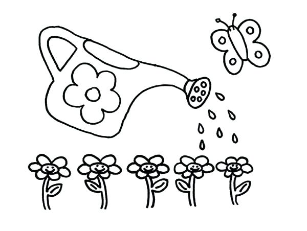 600x452 Coloring Watering Can Coloring Page Spread Water To Flowers